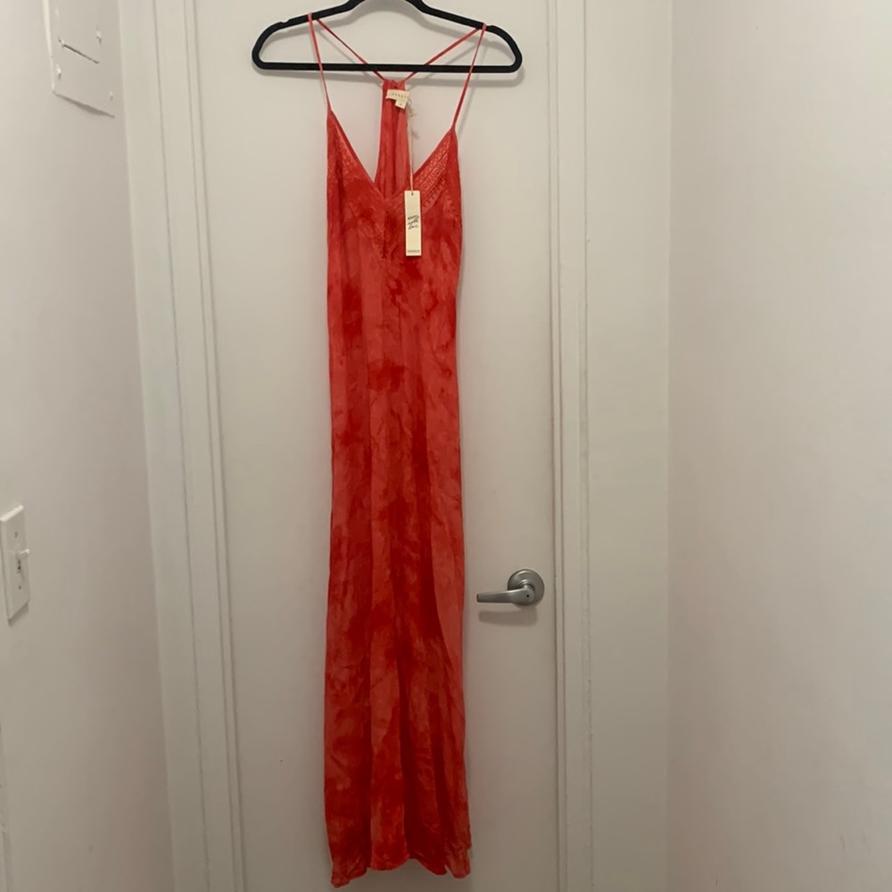 Red tie dye maxi dress